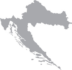 Croatia Map Isolated Silhouette Grey Vector Map Editable
