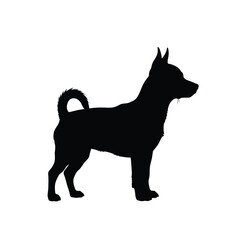 Black silhouette of a small terrier dog standing proudly silhouette