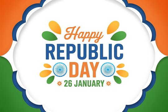Happy republic day india celebration with tricolor background and decorative elements