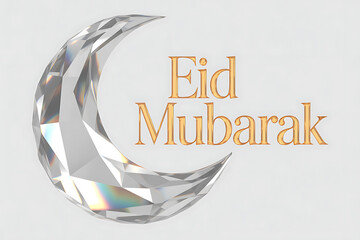 Elegant Eid Mubarak greetings card with modern crescent moon design, perfect for festive wishes and holiday promotions celebrating Islamic traditions