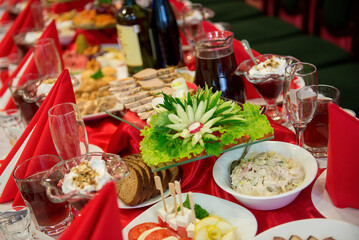Wedding Reception Table With Traditional Cold Dishes
