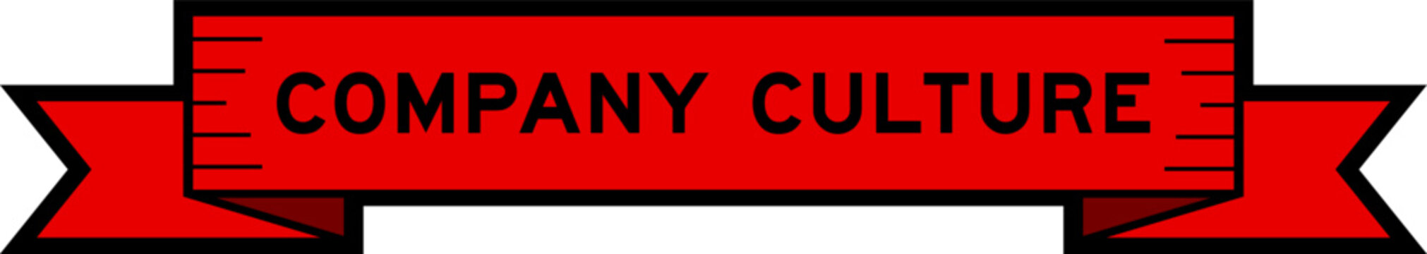 Ribbon label banner with word company culture in red color on white background