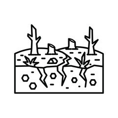 Cracked Earth with Tree Stumps - Environmental Crisis Icon