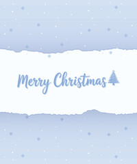 Cute Christmas greeting card with snowflakes on soft blue background