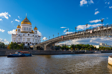 Fototapeta premium Cathedral of Christ the Savior and Moscow river in Moscow, Russia. Architecture and landmark of Moscow