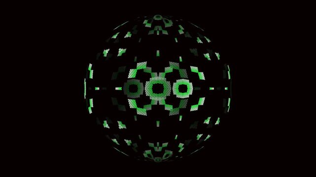 Green patterned sphere animation