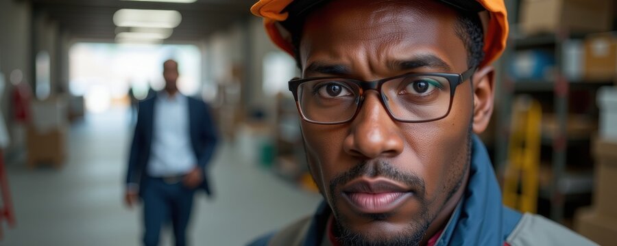 Professional construction workflow insights urban setting closeup portrait of worker industrial environment