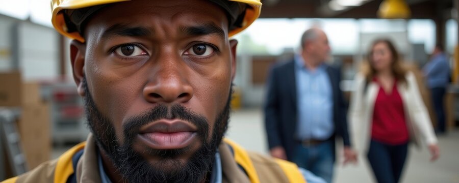 Construction professional workflow in action at job site closeup portrait of worker industrial environment