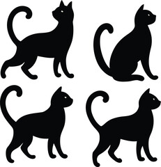 set of cats silhouettes