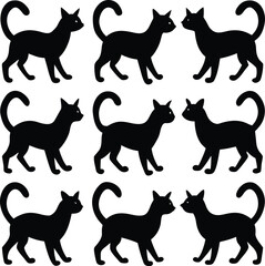 set of cats silhouettes