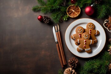 christmas still life with christmas decorations,Christmas Table Border Flat Lay