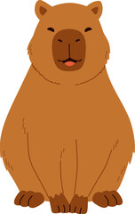 Obraz premium Cute Sitting Capybara Friendly Face Illustration