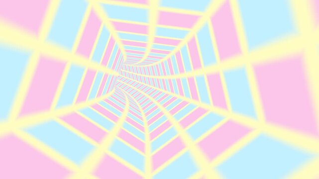 Pentagon tunnel pastel color looping background with smooth abstract motion