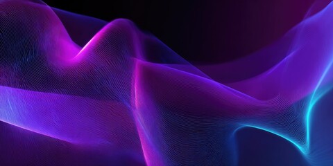 A flowing, abstract composition featuring colorful ribbons of light against a dark background