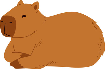 Cute Capybara Resting Peacefully in Nature Illustration