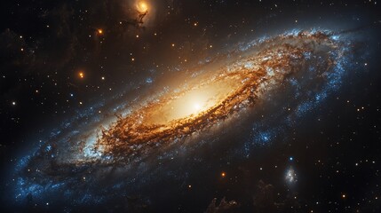 Obraz premium Spiral Galaxy in Deep Space, Cosmic Background, Stellar Formation, Science Education