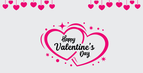 Happy Valentine’s Day Double Heart Design, vector illustration