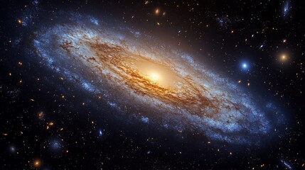 Obraz premium Spiral Galaxy, Cosmic Dust, Stars, Space, Background, Astronomy, Science, Education