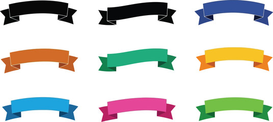 Obraz premium Collection of colorful decorative ribbon banners for design elements and invitations