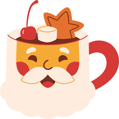 Festive Santa Face Christmas Mug Illustration