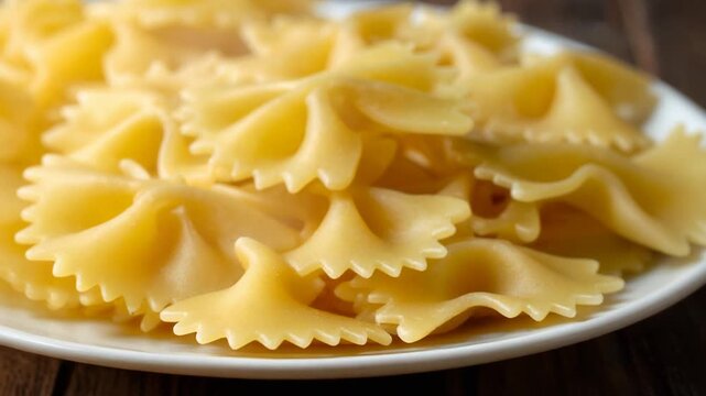 クローズアップで見る明るい黄色のファルファッレが山盛りになった食卓に並ぶ準備ができたパスタ料理