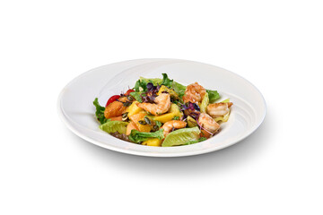 Shrimp mango salad meal on transparent background