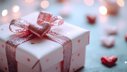 Valentine Gift Background with Wrapped Presents — Romantic Gift Photography