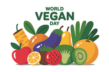 Vibrant assortment of fresh fruits and vegetables celebrating World Vegan Day