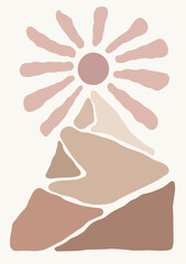 Boho Art Prints Abstract Landscape Poster Gallery Wall Pictures Horizon Sun Paintings on Canvas Decor