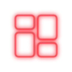 Electric red neon matrix sign for a high-tech website button or modern logo element