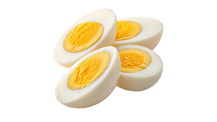Halved Hard Boiled Eggs Isolated on Transparent Background