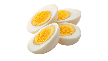 Halved Hard Boiled Eggs Isolated on Transparent Background