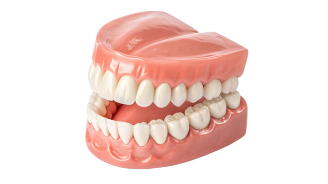 Upper and Lower Jaw Dental Model Isolated on Transparent Background