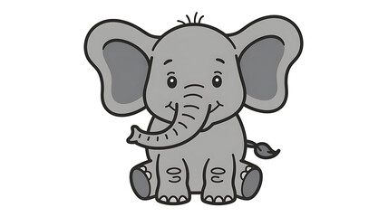 Fototapeta premium Cute Cartoon Elephant Illustration