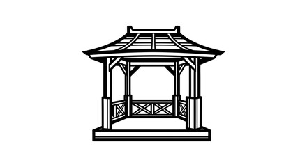 Gazebo outline illustration garden structure vector design outdoor