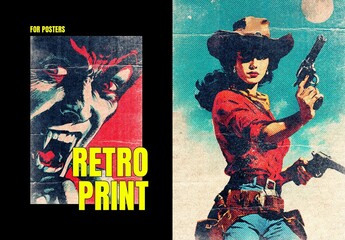 Grunge Retro Print Poster Effect Mockup