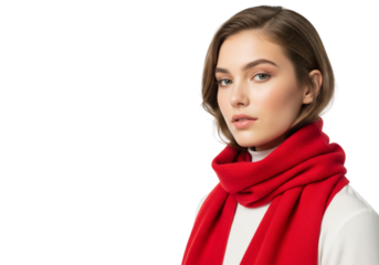 Person Wearing Red Scarf Over White Top