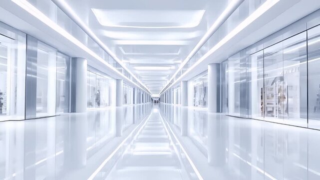 Holiday shopping season. Retail business promotion concept. A highresolution, modern architectural rendering of a spacious, welllit corridor with a symmetrical design.