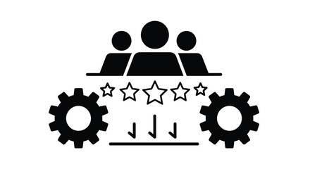 Teamwork performance management rating stars gears process workflow
