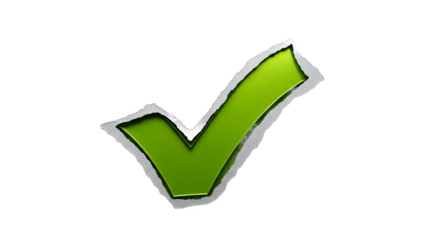 3D Green Check Mark Icon: Success, Completion, Approval, and Verification Symbol with Tearing Effect isolated, Check Mark, Good Sign, PNG