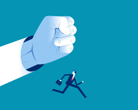 Autocracy. Boss fist on the businessman