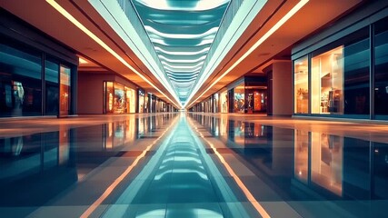 Holiday shopping season. Retail business promotion concept. A long exposure photograph of a modern architectural interior, possibly a shopping mall or a commercial building.