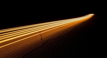 Dynamic light trails on dark road at night.
