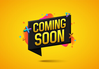 Coming Soon banner. Ceremony presentation or grand opening. Vector illustration.