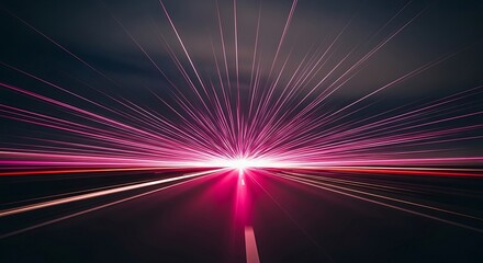 Abstract light trails on a dark background creating a futuristic tunnel effect.
