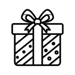 Gift Box with Bow Outline Icon