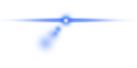 Abstract blue light flare with linear beam and glowing shape