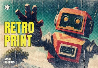 Grunge Retro Print Effect Mockup