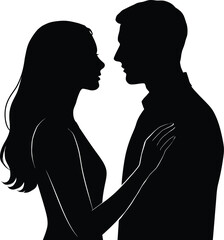 Silhouette of a couple in a loving romantic pose