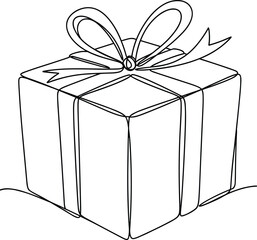 Creative One-Line Gift Box with Whimsical Bow.